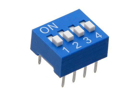 DIP Switch with 4 Switches, 8-Pin, SPST, Blue Color, 11.6mm x 9.8mm x 6mm Online