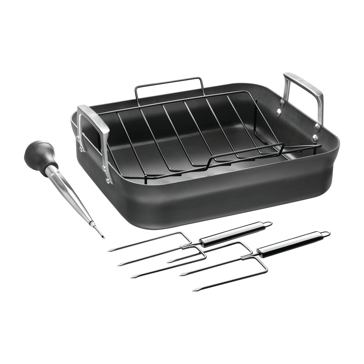 Zwilling Motion Hard Anodized 16 x 14-inch Aluminum Nonstick Roaster Pan w/ Rack & Tools Discount