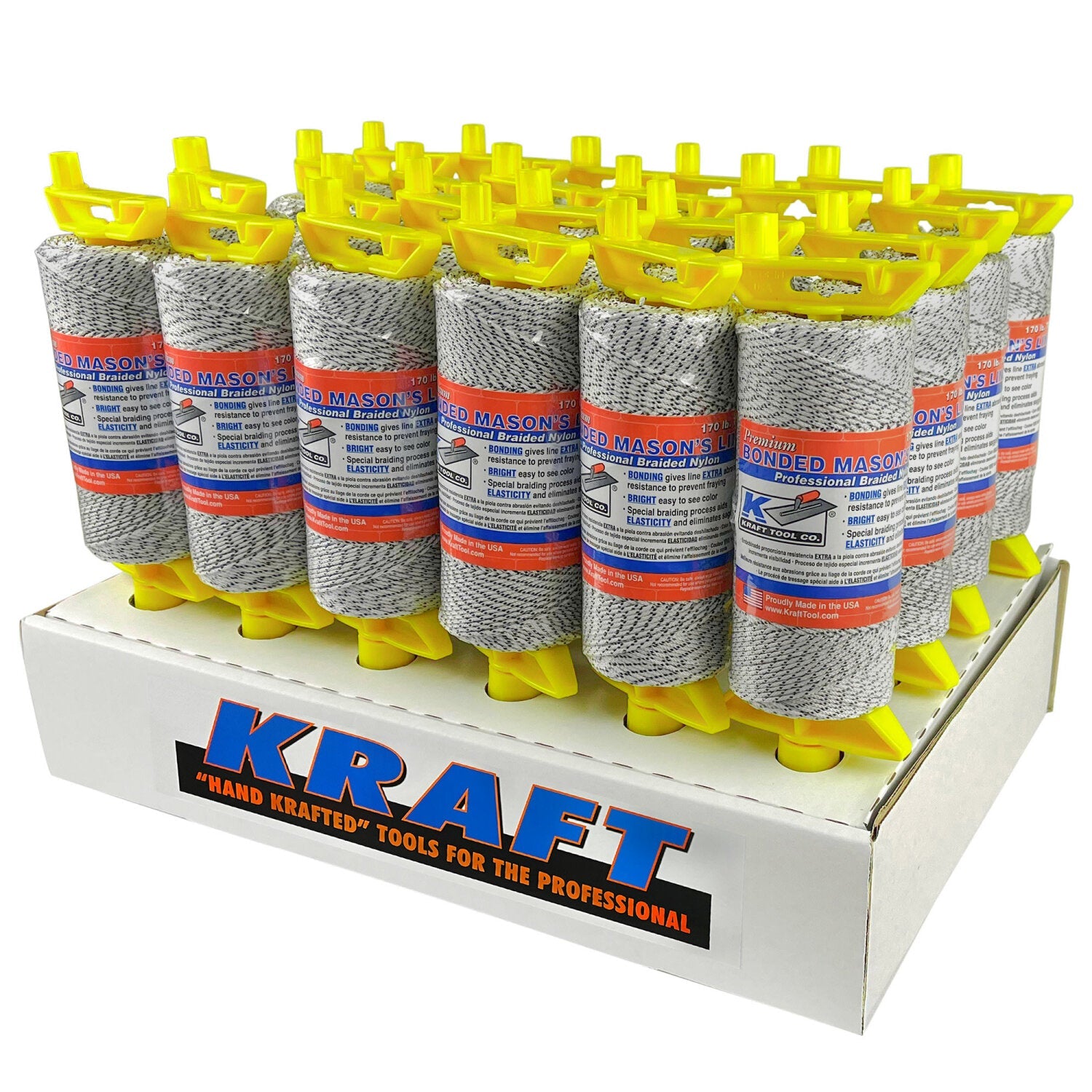 Kraft Tool BC352D White & Black Bonded Braided Line – 500′ EZ-Winder with Display (Qty 24) Hot on Sale
