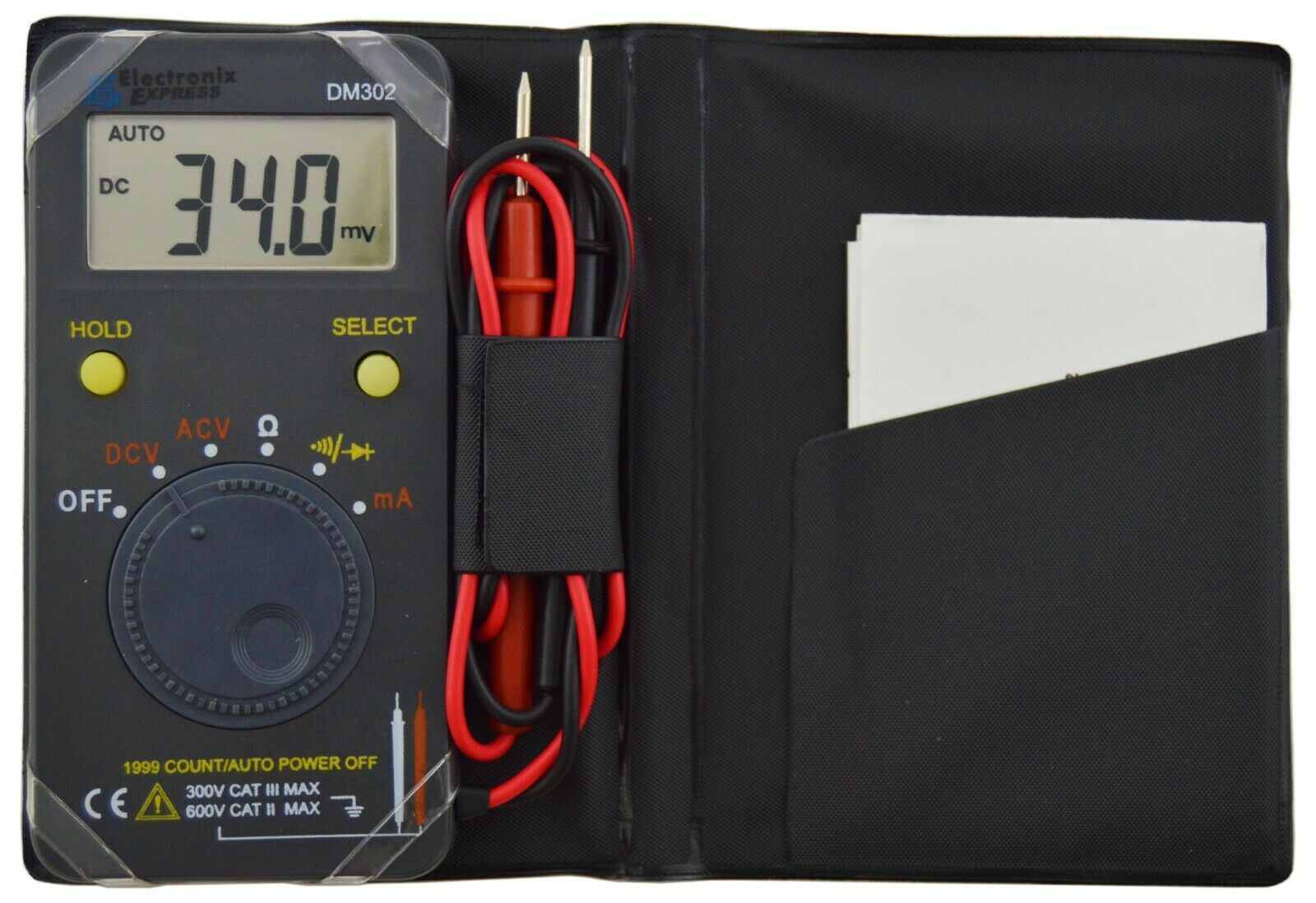 Electronix Express DM 302 Digital Pocket Auto-ranging Multimeter with Leads Hot on Sale