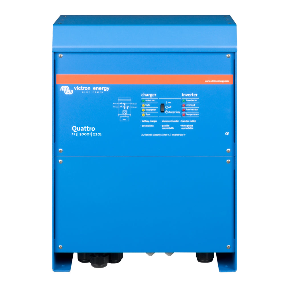Victron Quattro Inverter/Charger 12 VDC – 5000W -Dual 100AMP 120VAC Inputs – Auto Transfer Switch – 200AMP Battery Charger – Stackable [QUA125021100] Fashion
