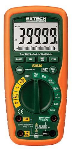 Extech EX530: 11 Function Heavy Duty True RMS Industrial MultiMeter, 40,000 count large LCD display Supply