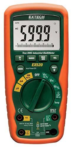 Extech EX520: 11 Function Heavy Duty True RMS Industrial MultiMeter with 6,000 count large LCD display on Sale