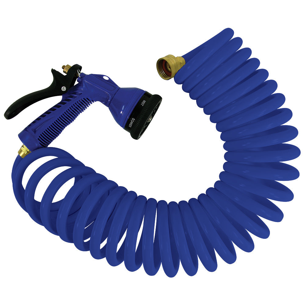 Whitecap 15 Blue Coiled Hose w/Adjustable Nozzle [P-0440B] Supply