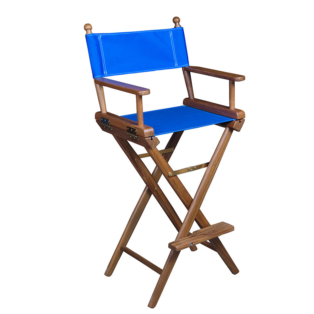 Whitecap Captains Chair w/Blue Seat Covers – Teak [60045] Sale