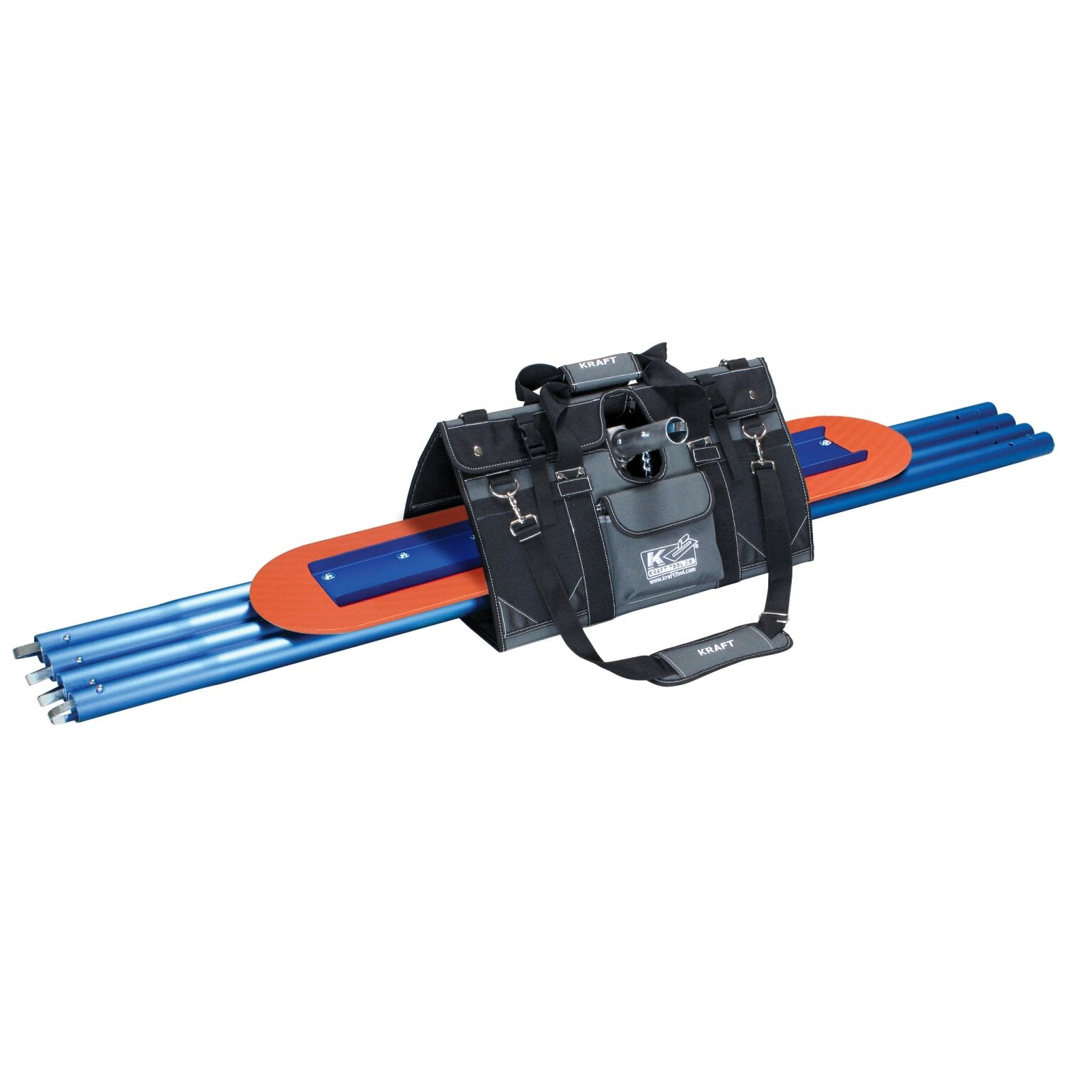 Kraft Tool CC1023 EZY-Tote Tool Carrier with 48″ Orange Thunder® with KO-20 Technology Bull Float, Knucklehead II Bracket, and (4) 6 Ft. 1-3/4″ Button Handles Supply