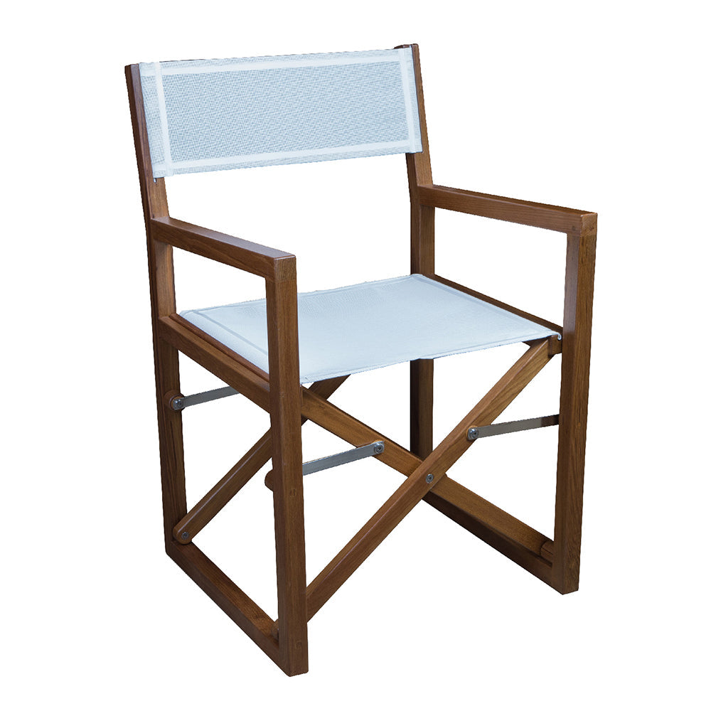 Whitecap Directors Chair w/White Batyline Fabric – Teak [63061] Online Sale