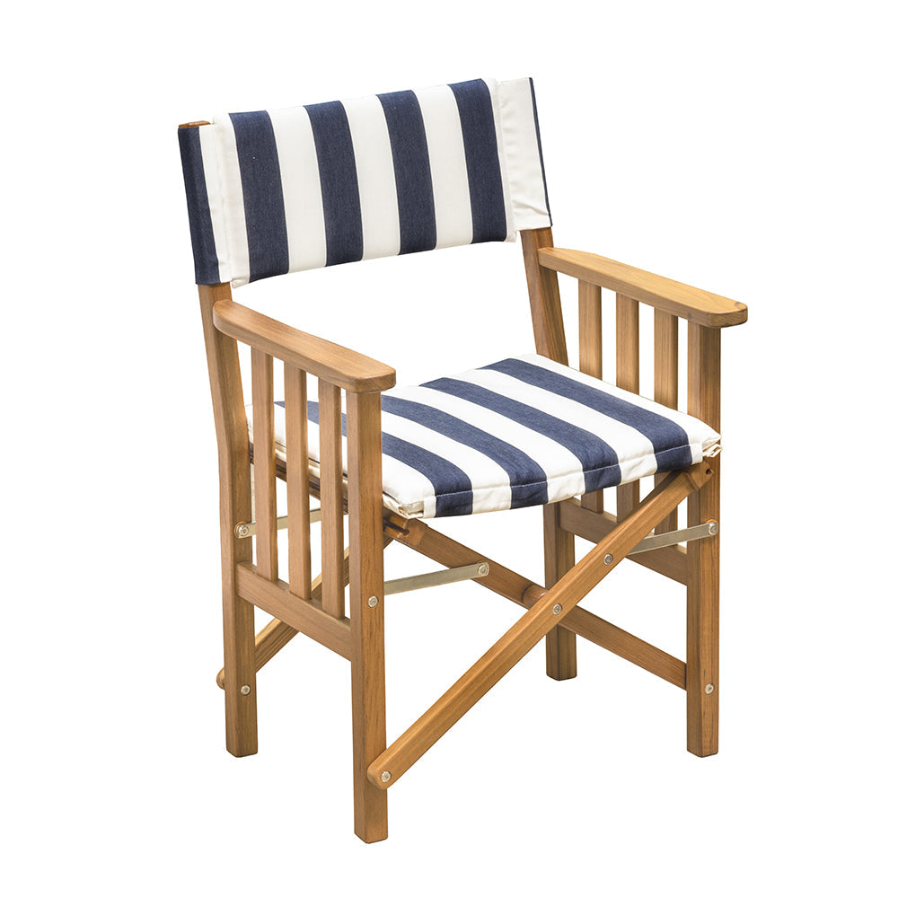 Whitecap Directors Chair II w/Navy  White Cushion – Teak [61050] on Sale