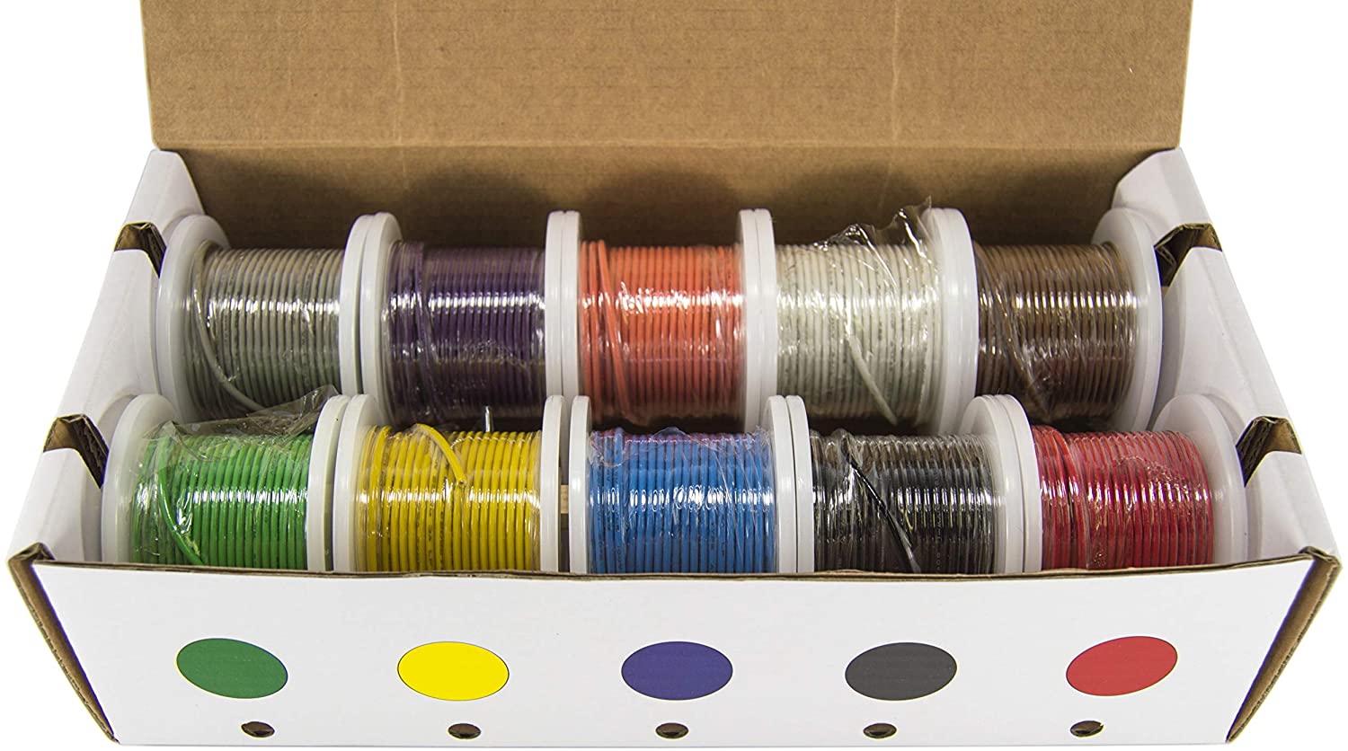 Hook-Up Wire Kit – Solid Wire Kit 22G, Solid, 25 ft. Spools with Dispenser Box – 10 Colors Discount