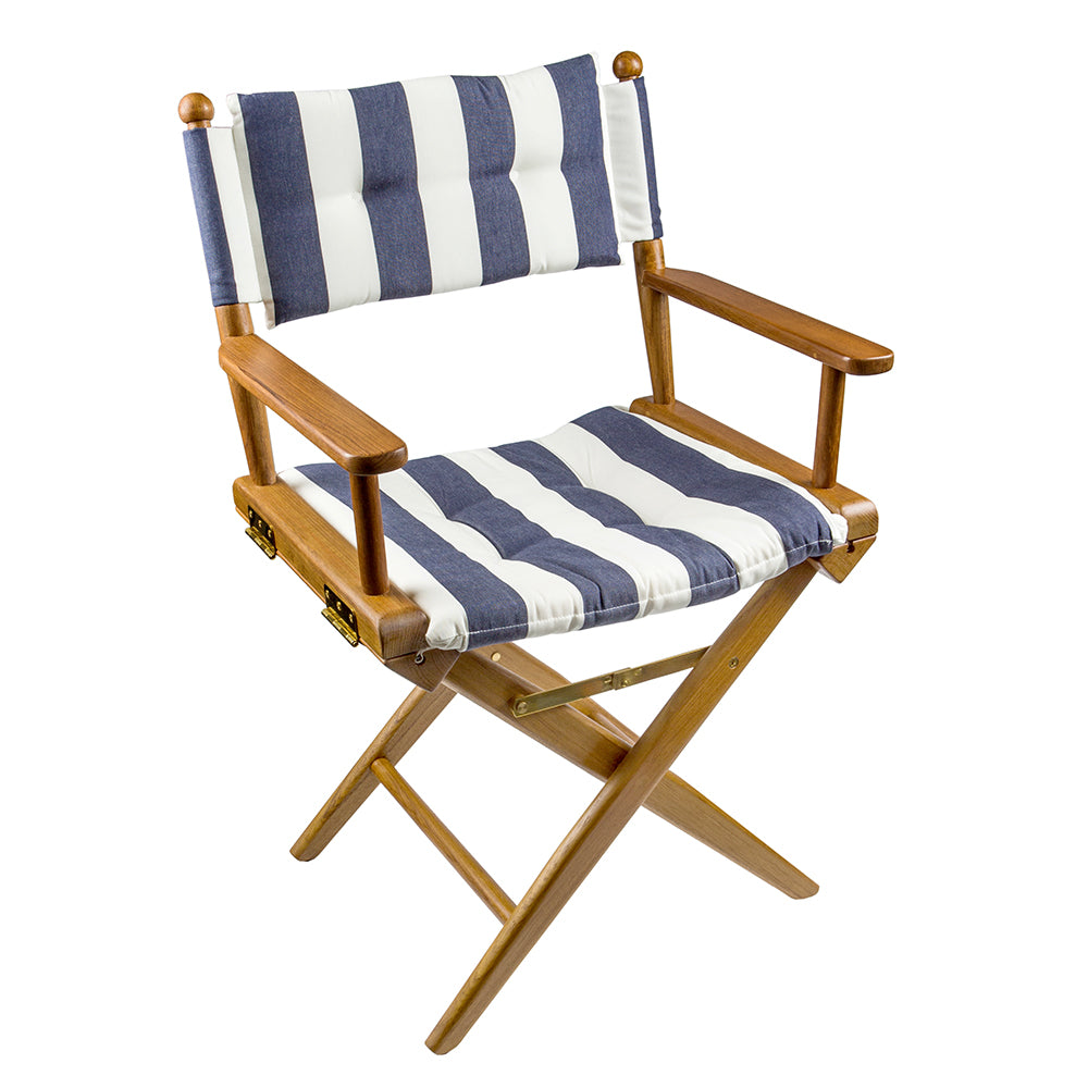 Whitecap Directors Chair w/Navy  White Cushion – Teak [61040] Fashion