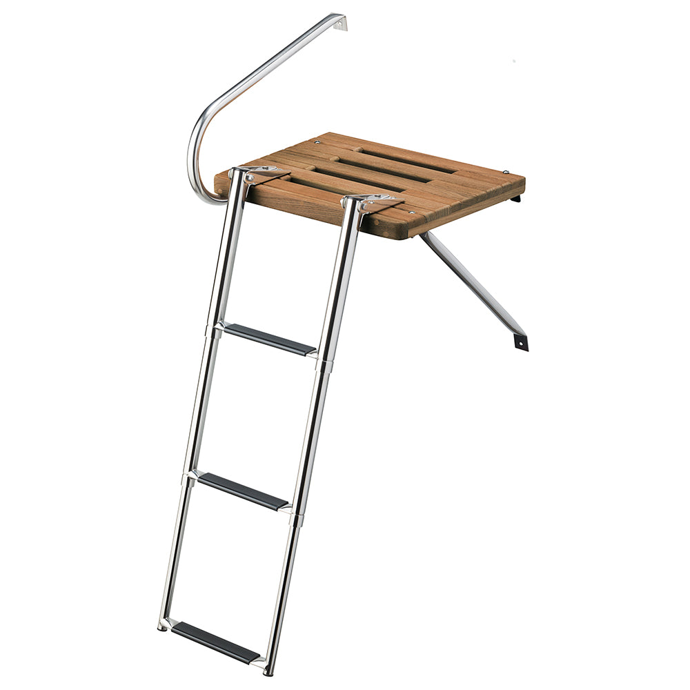 Whitecap Teak Swim Platform w/3-Step Telescoping Ladder f/Boats w/Outboard Motors [68902] Fashion