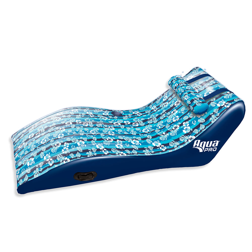 Aqua Leisure Ultra Cushioned Comfort Lounge Hawaiian Wave Print w/Adjustable Pillow [APL17014S2] Discount