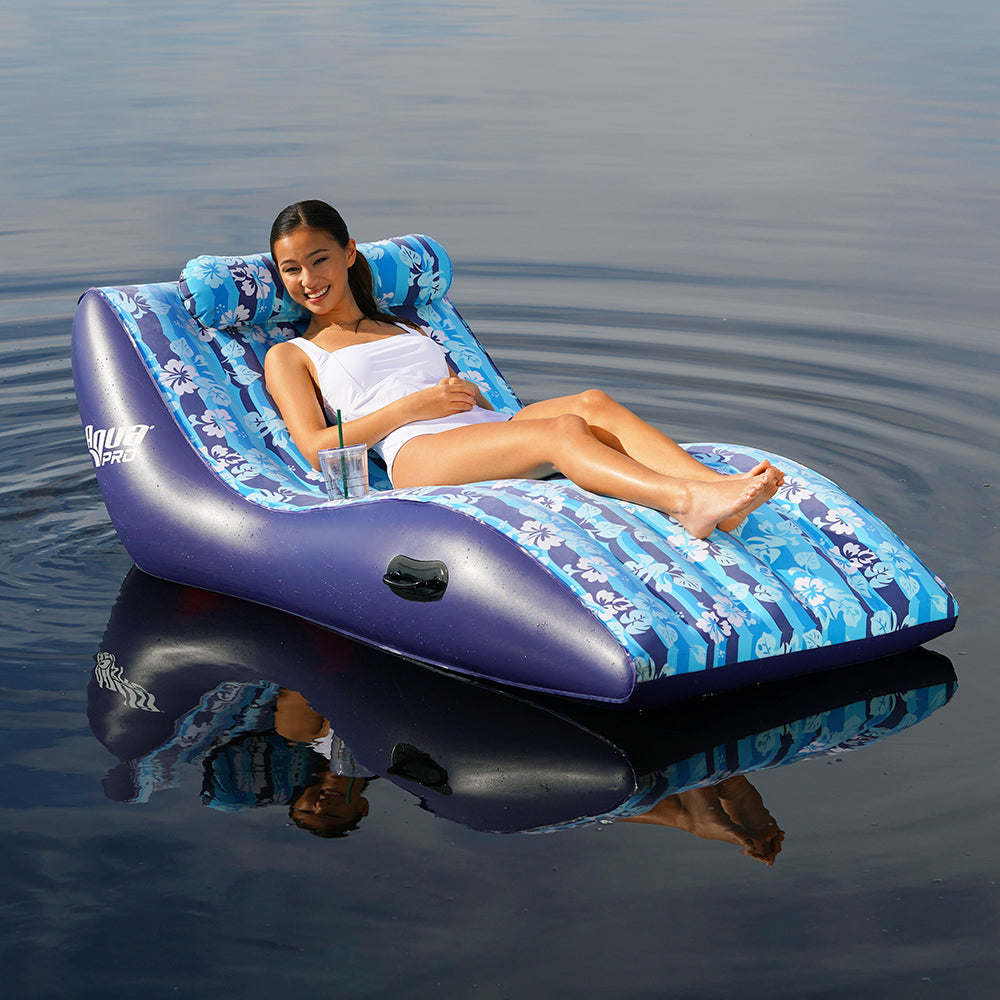 Aqua Leisure Ultra Cushioned Comfort Lounge Hawaiian Wave Print w/Adjustable Pillow [APL17014S2] Discount