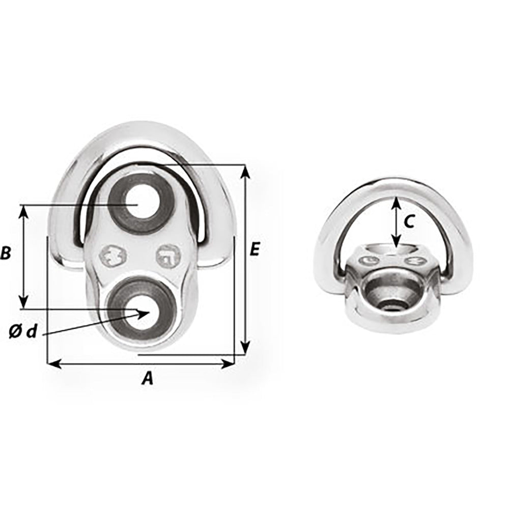 Wichard Folding Pad Eye – 6mm Diameter (15/64″) – 2 Fixed Holes [6684] Online