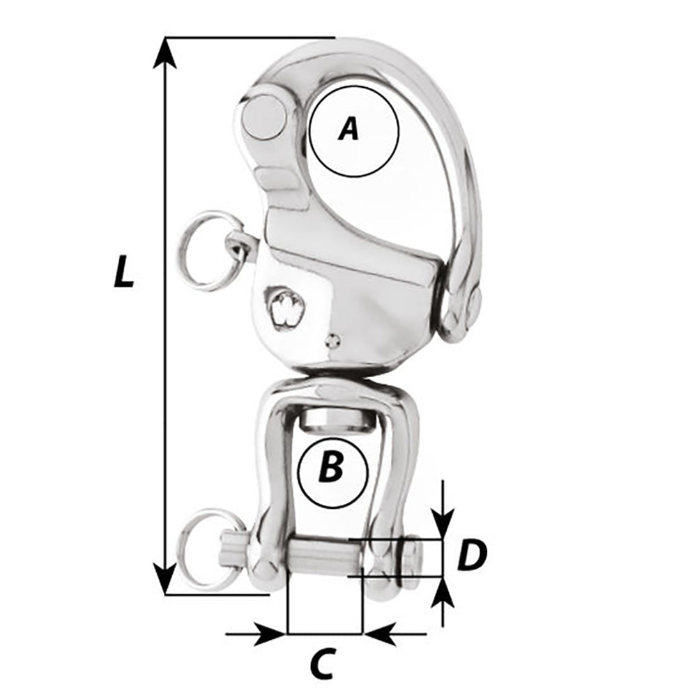 Wichard HR Snap Shackle With Clevis Pin Swivel – 120mm Length – 4-23/32″ [02478] Supply