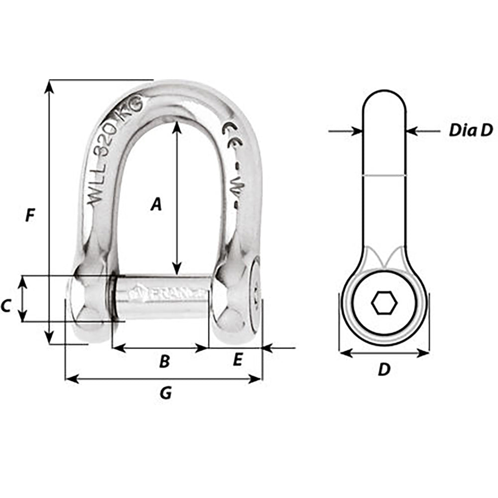 Wichard Self-Locking Allen Head Pin D Shackle – 8mm Diameter – 5/16″ [01304] Hot on Sale