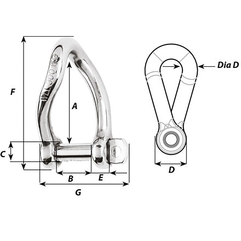 Wichard Self-Locking Twisted Shackle – 10mm Diameter – 13/32″ [01225] Online Hot Sale