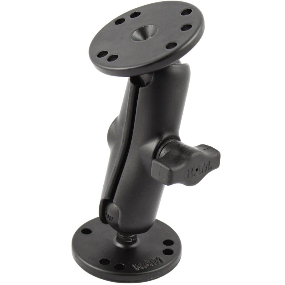 RAM Mount 1″ Ball Double Socket Arm w/2 2.5″ Round Bases – AMPS Hole Pattern [RAM-B-101U] Discount