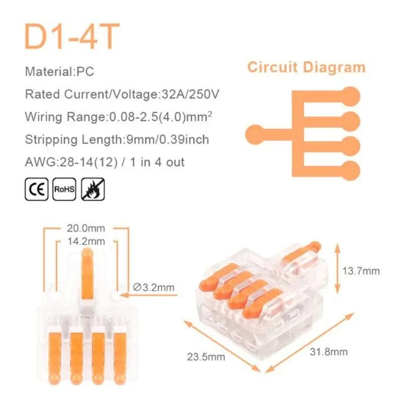 1 in Multiple Out Quick Wiring Connector Universal Splitter Wiring Cable Push-in Online Hot Sale