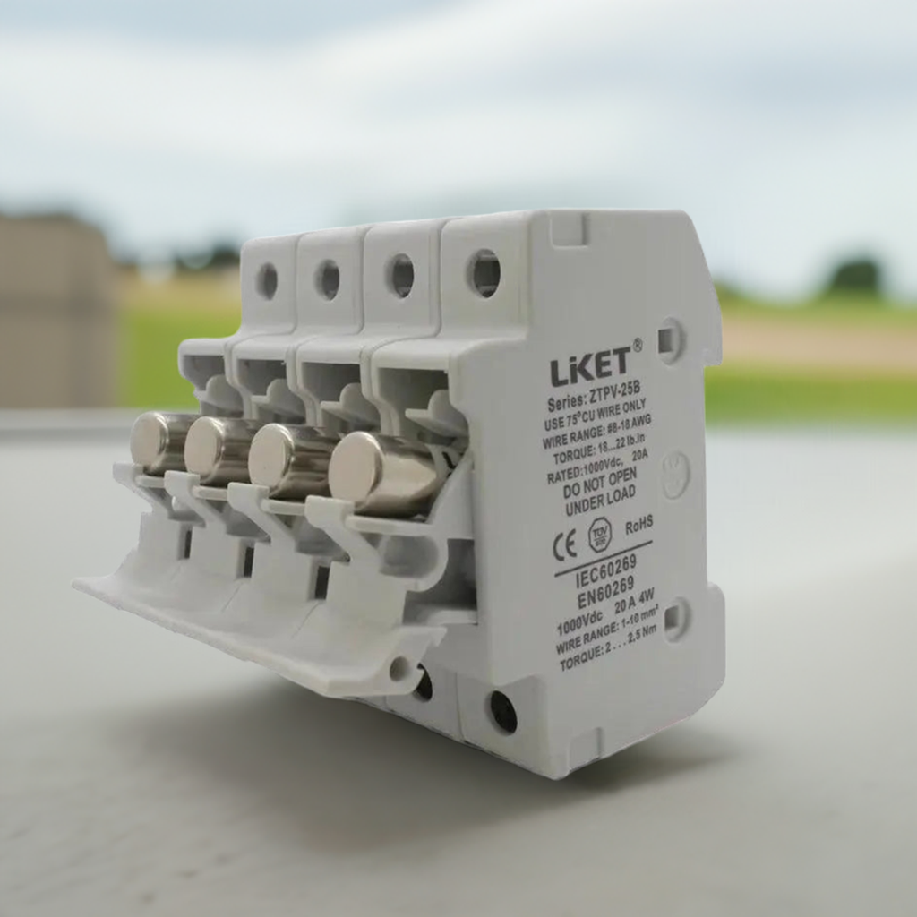1 set  Parallel 4P Fuse Holder 1000V DC Fusible 10×38 gPV, with Fuse Holder for Solar System Protection Supply