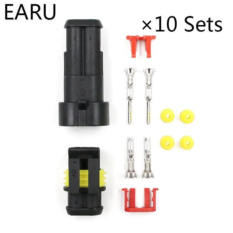 10 sets  2 Pin Way Waterproof Atuomotive Electrical Wire Cable Connector Sale