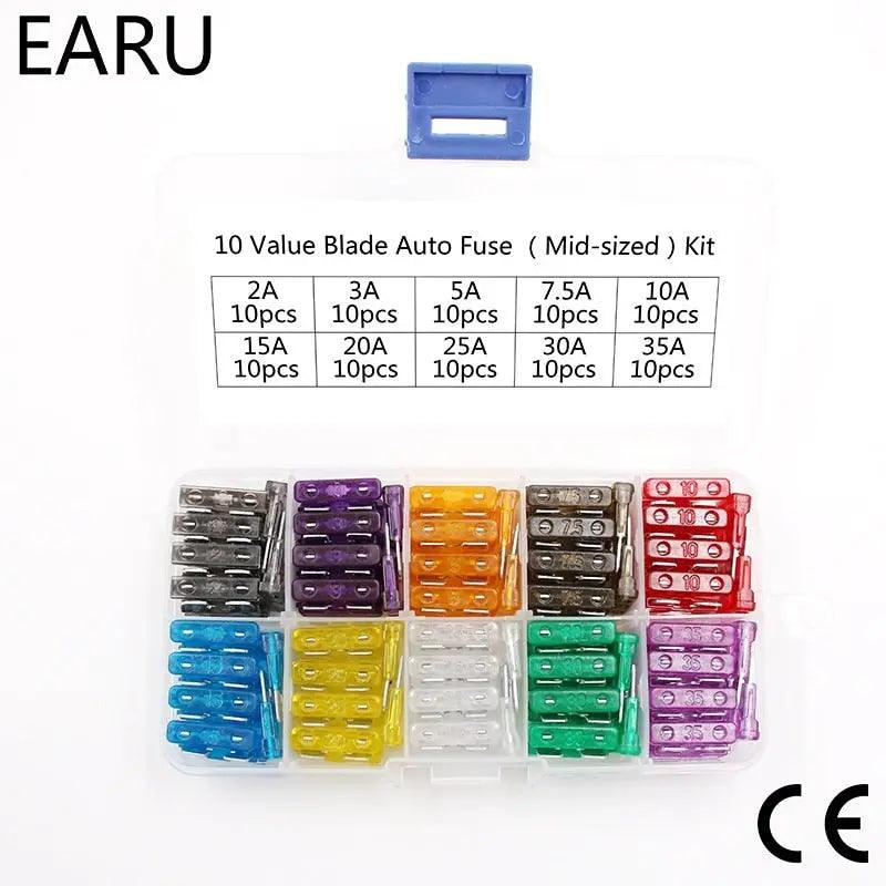100PCS/LOT Standard Motorcycle Auto Car Fuse  2A up to 35A with Box Online Hot Sale