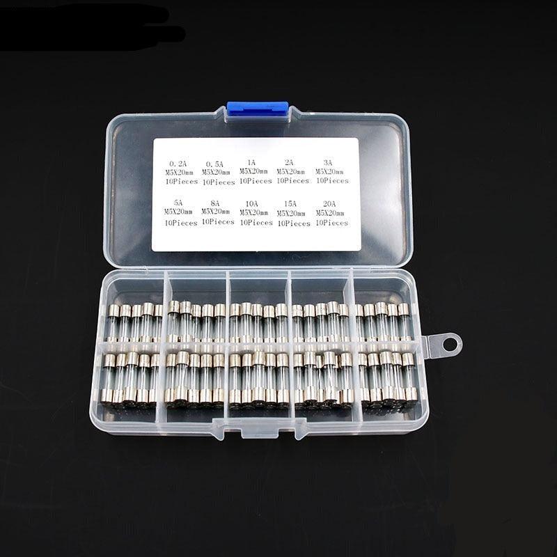 100Pcs Set 5x20mm Quick Blow Glass Tube Fuse Assorted Kits Fast-blow Glass Fuses 0.2A 0.5A 1A 2A 3A 5A 8A 10A 15A 20A 30A Box on Sale
