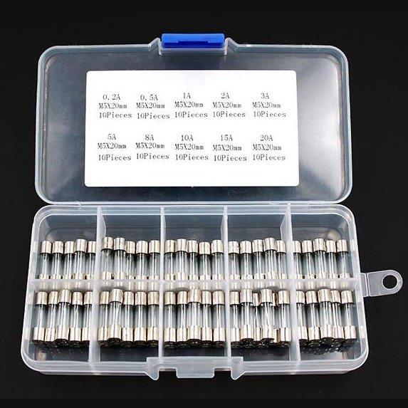 100Pcs Set 5x20mm Quick Blow Glass Tube Fuse Assorted Kits Fast-blow Glass Fuses 0.2A 0.5A 1A 2A 3A 5A 8A 10A 15A 20A 30A Box on Sale