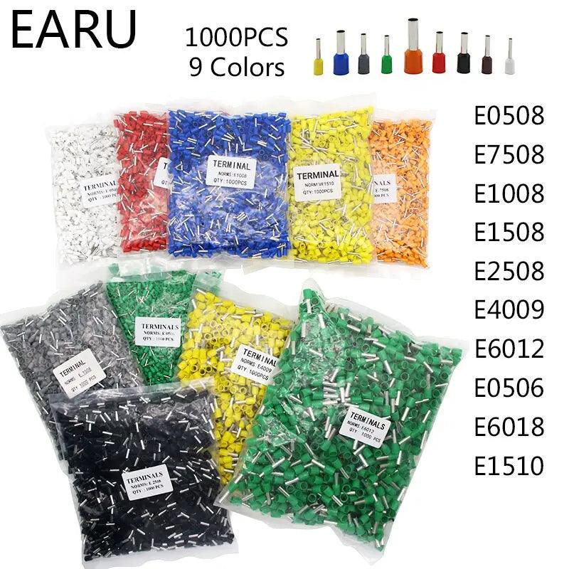 1000pcs/Pack E0508 E7508 E1008 E1508 E2508 Insulated Ferrules Terminal Block Fashion