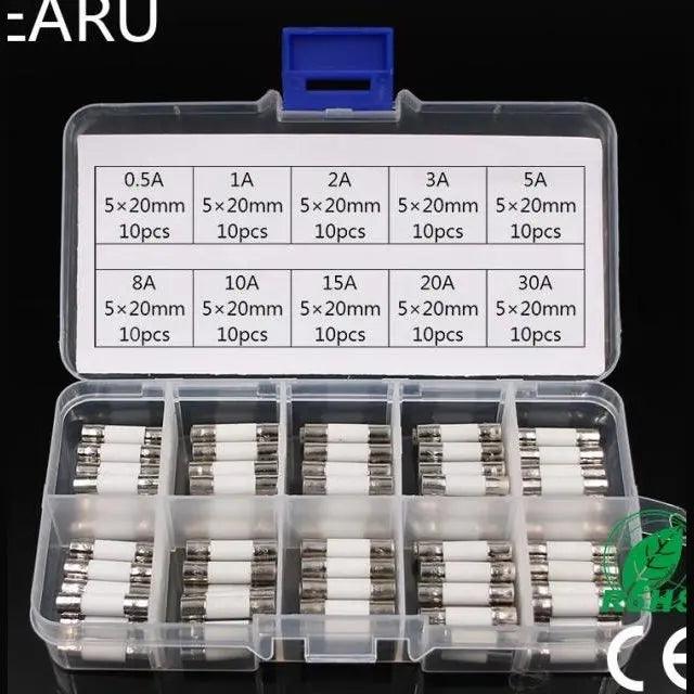 100pcs Ceramic Fuse 5mm x 20mm/ 0.5A up to 30A Fashion