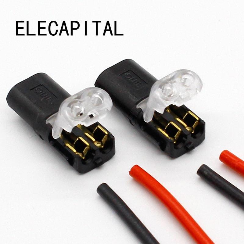 10pcs 2p Spring Connector wire with no welding no screws Quick Connector cable clamp Terminal Block 2 Way Easy Fit for led strip Online Sale