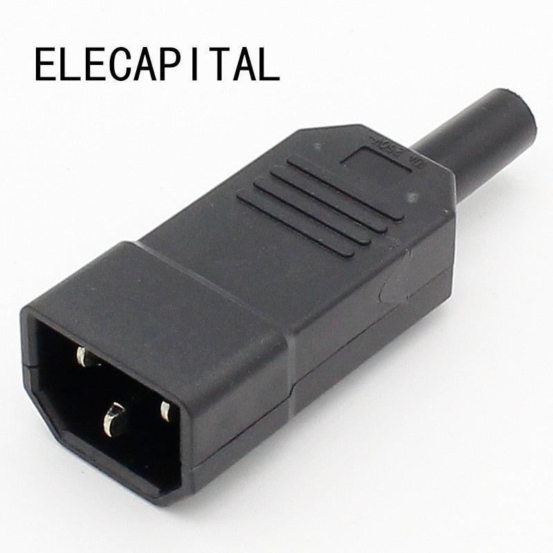 10pcs New Wholesale Price 10A 250V Black IEC C13 Male Plug Rewirable Power Connector 3 pin ac Socket Fashion