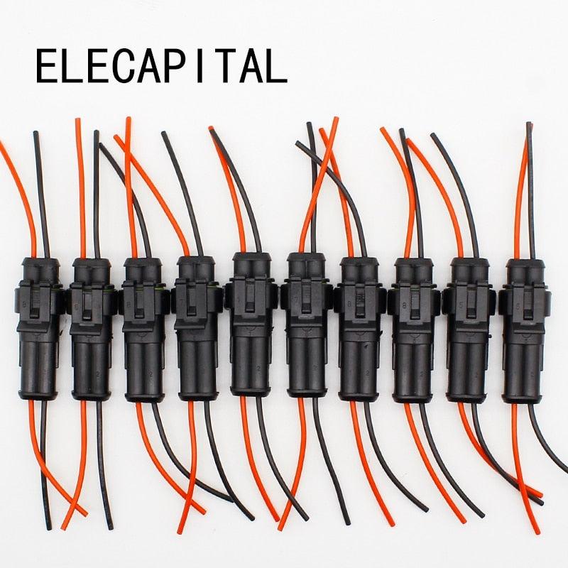 10pcs/lot 2 Pin Way Waterproof Electrical Connector Adapter Plug W/Wire AWG for Car Vehicle Motorcycles Discount