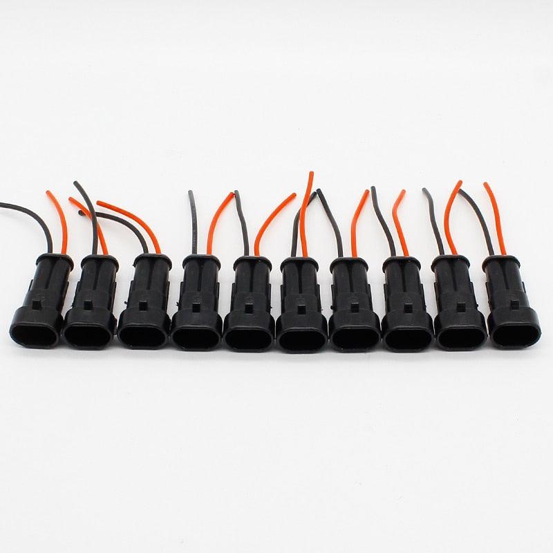 10pcs/lot 2 Pin Way Waterproof Electrical Connector Adapter Plug W/Wire AWG for Car Vehicle Motorcycles Discount