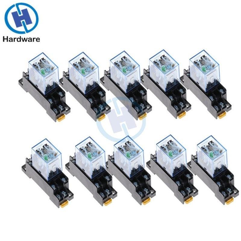 10Pcs LY2NJ Mini Electromagnetic Relay 10A 8PIN With PTF08A Base Online Hot Sale