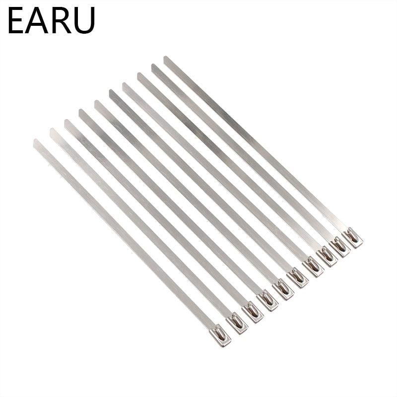 10PCS STAINLESS STEEL METAL CABLE TIES TIE ZIP Wire Management WRAP EXHAUST HEAT STRAPS INDUCTION PIPE Fastener Hook Loop Discount