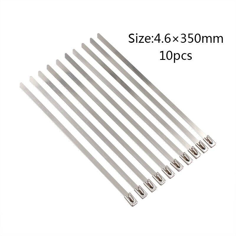 10PCS STAINLESS STEEL METAL CABLE TIES TIE ZIP Wire Management WRAP EXHAUST HEAT STRAPS INDUCTION PIPE Fastener Hook Loop Discount