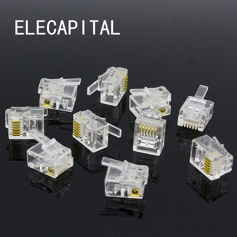 10pcs 6P6C 6 Pins 6 Contacts RJ11 Telephone Modular Plug Jack,RJ11 Connector Online