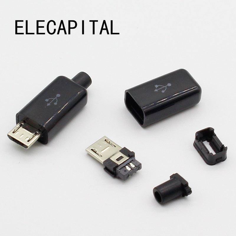 10pcs DIY Micro USB Type B Male 5pin Four Piece Assembly Connector Plug Socket on Sale