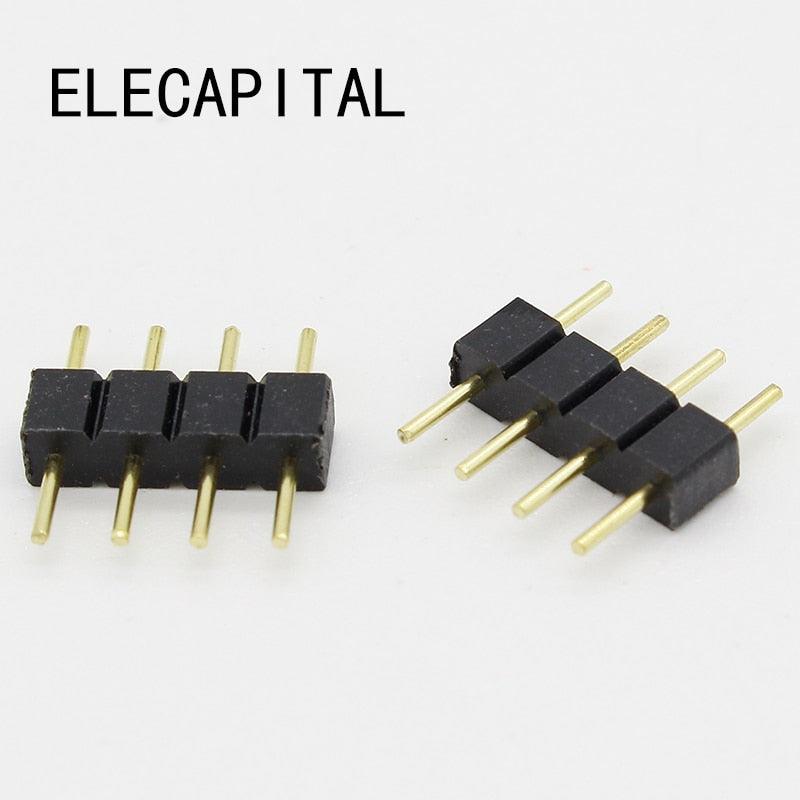10pcs/lot 4 Pin RGB Connector Adapter pin needle male type double 4pin,For RGB 5050 3528 LED Strip DIY lights insert Sale