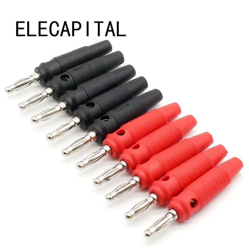 10Pcs/lot Red and Black 4mm Solderless Side Stackable Banana Plug Sale