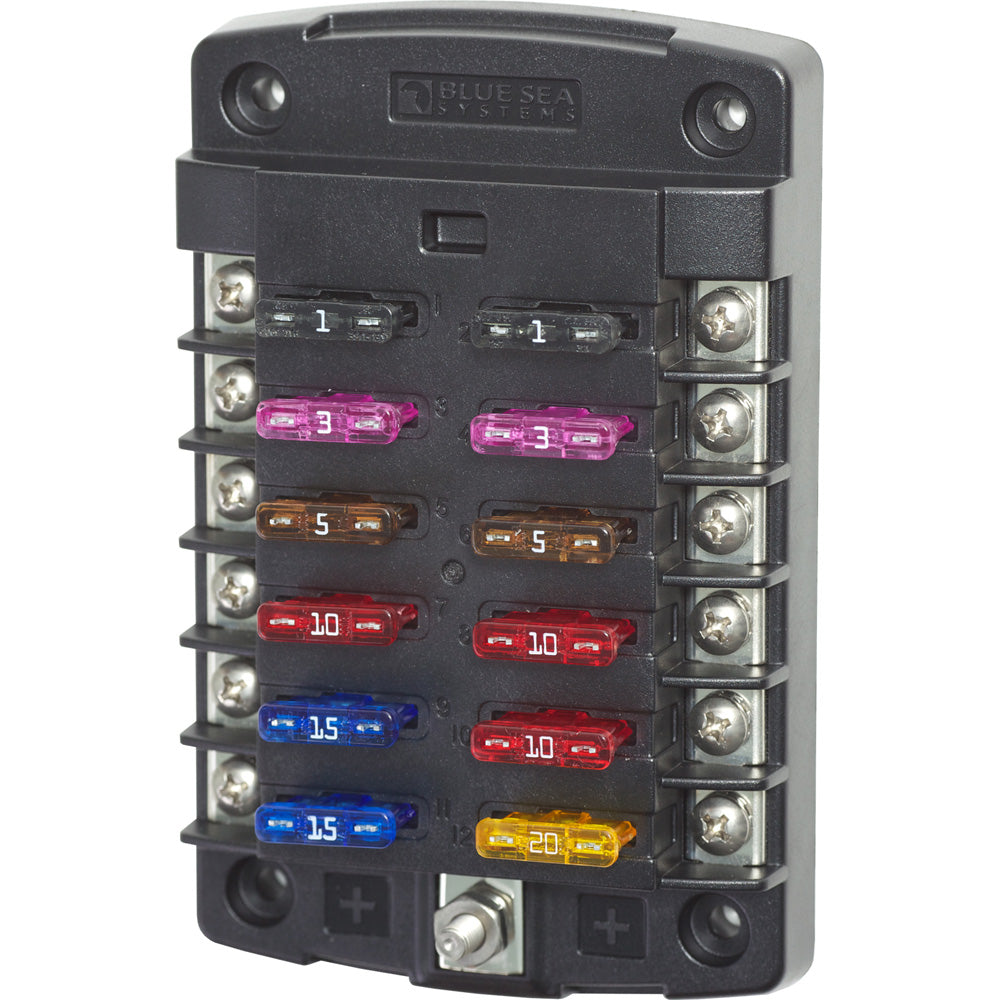 Blue Sea 5034 ST Blade Fuse Block w/out Cover – 12 Circuit w/out Negative Bus [5034] Discount