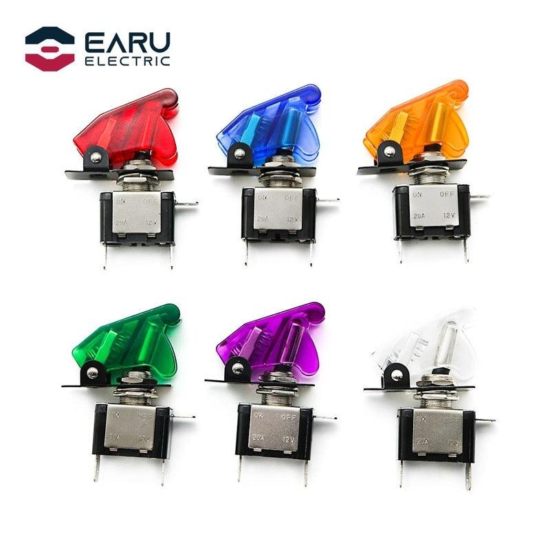 12V 20A  Auto Car Boat Truck Illuminated Led Toggle Switch With Transparent Safety Aircraft Flip Up Cover Guard Red Blue Green Supply