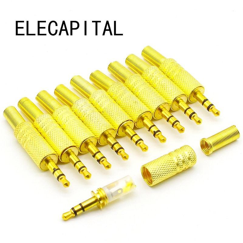 10pcs/lot gold plated 3.5mm plug RCA Audio Connector RCA audio plug 3.5 jack Stereo Headset Dual Track Headphone Sale