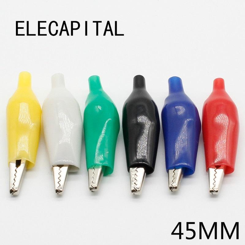 12Pcs Insulation Metal Alligator Clip Electric Test 45MM Lead colorful Red Black Blue Green White Yellow small crocodile clip Online Sale