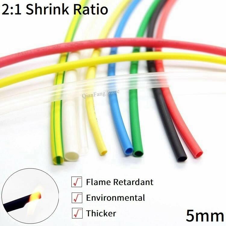 1M Heat Shrink Tube 5mm Diameter Insulated Polyolefin 2:1 Shrinkage Ratio Wire Wrap Connector Line Repair 600V Cable Sleeve on Sale