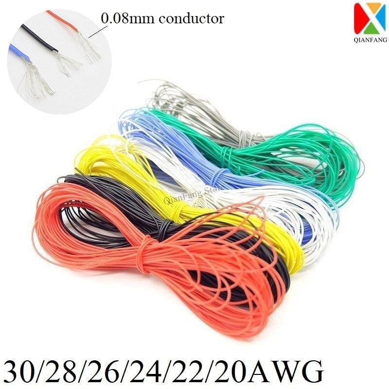 1M Wire Cable Super Soft Silicone Insulated 30 28 26 24 22 20 18 AWG High Temperature Flexible Electronic Lighting Copper Wire Online