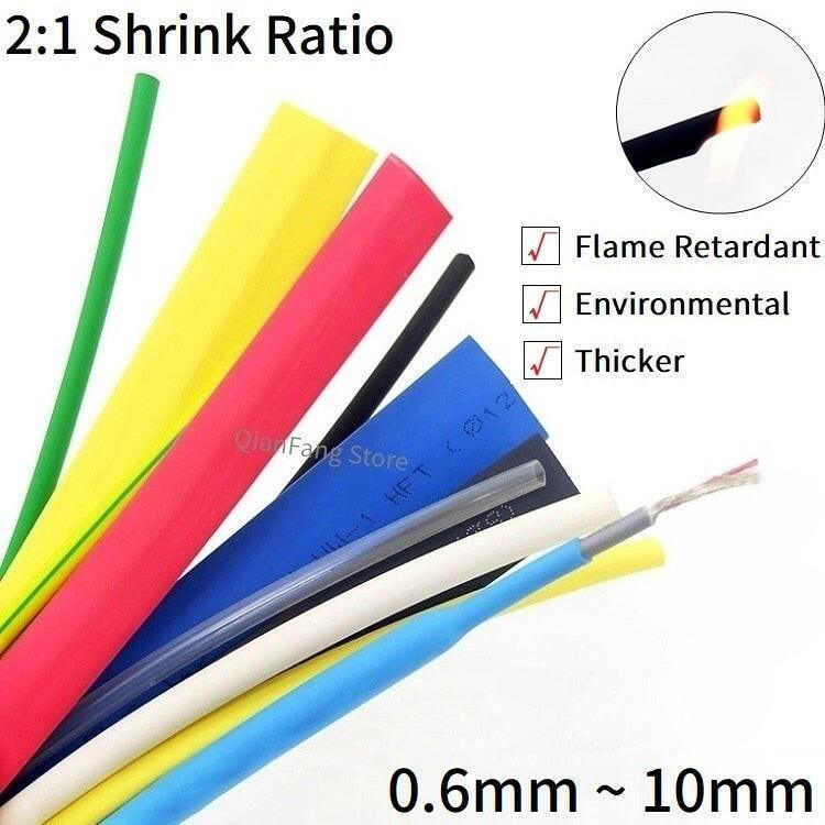 1M Heat Shrink Tube 0.6mm 1mm 2mm 3mm 4mm 5mm 6mm 7mm 8mm 9mm 10mm Wire Wrap Connect 2:1 Ratio Insulation PE Repair Cable Sleeve Online