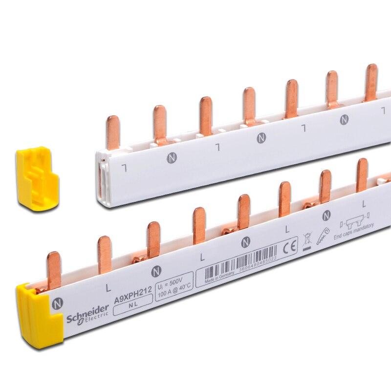 1L+N 2P busbar 12-bit can be connected to 6 2P circuit breakers, connected to copper busbar, wiring bar A9XPH212 comb bus bar Discount