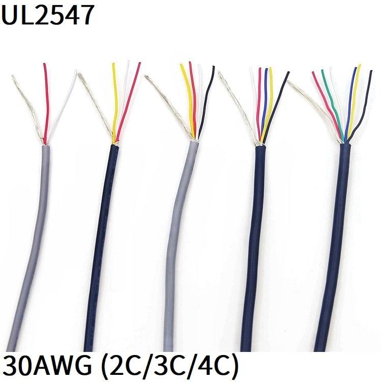 1M 30AWG Shielded Wire 2Core 3Core 4Core PVC Insulated Channel Audio Speaker Headphone Line Signal Control Copper Cable UL2547 on Sale